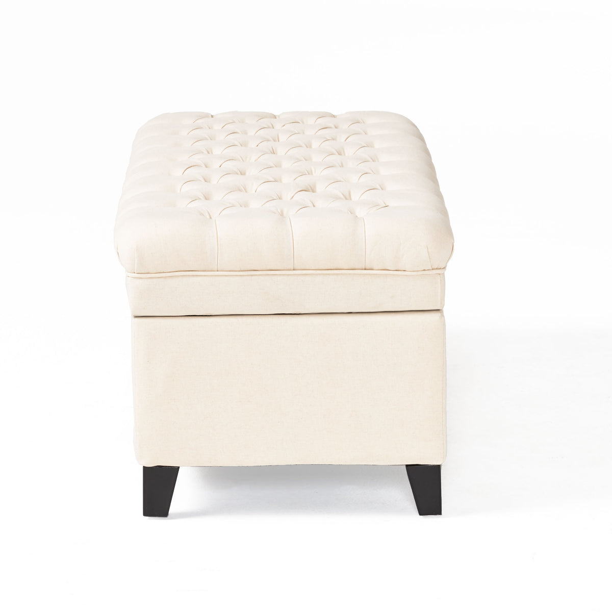 Juliana Velvet Storage Ottoman Beige