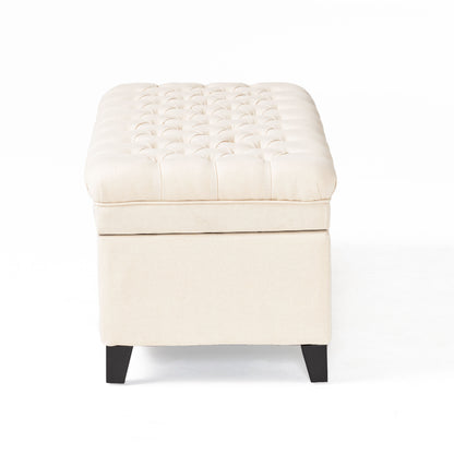 Juliana Velvet Storage Ottoman Beige