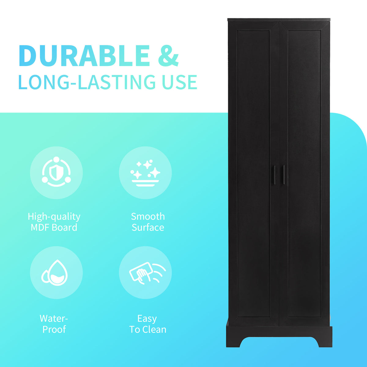 Black Storage Cabinet with Adjustable Shelf MDF Board