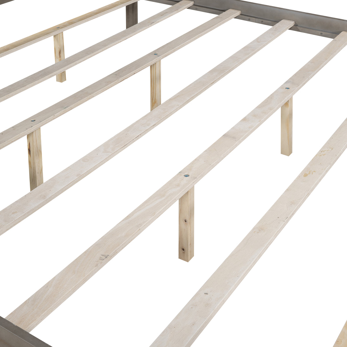 Canopy Platform Bed with Headboard Brown Wash