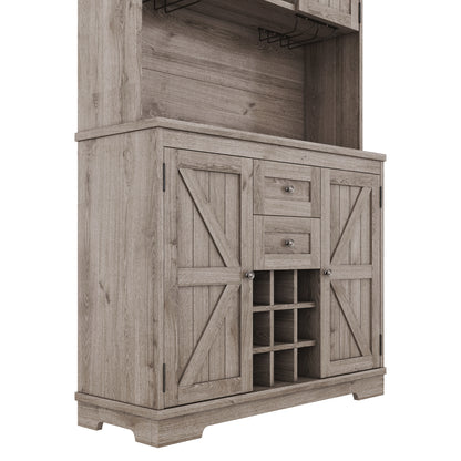 Farmhouse Coffee Bar Cabinet with Wine Storage