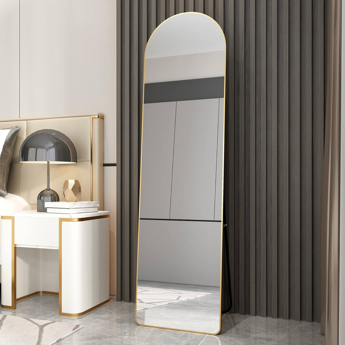 Full-Length Aluminum Alloy Wall Mirror Arched Frame