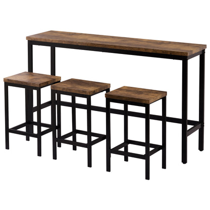 Counter Height Bar Table Set (4 pcs) – Brown