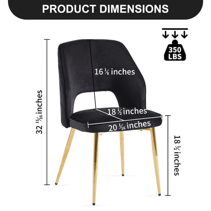 Black Velvet Dining Chairs Set of 4 Modern