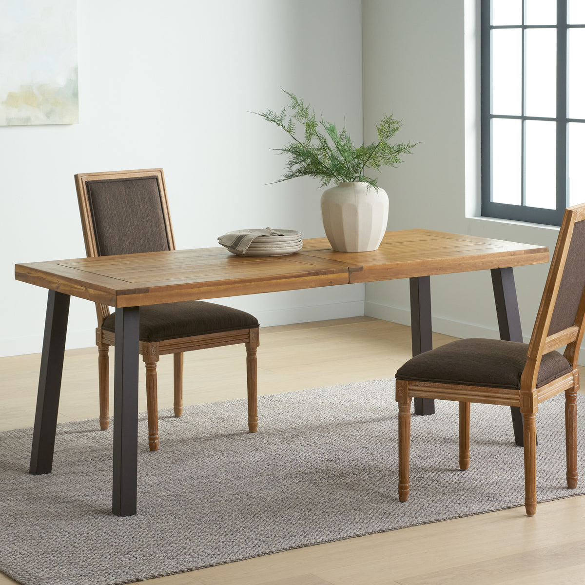 Della Acacia Dining Table – Rustic Brown & Grey
