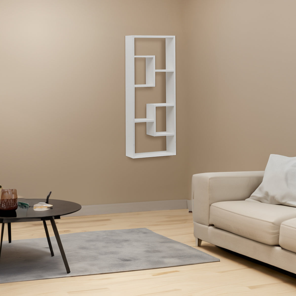 Freestanding Wooden Bookcase with 5 Cubes