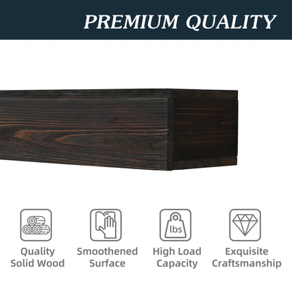 72-Inch Rustic Wood Floating Fireplace Mantel Espresso