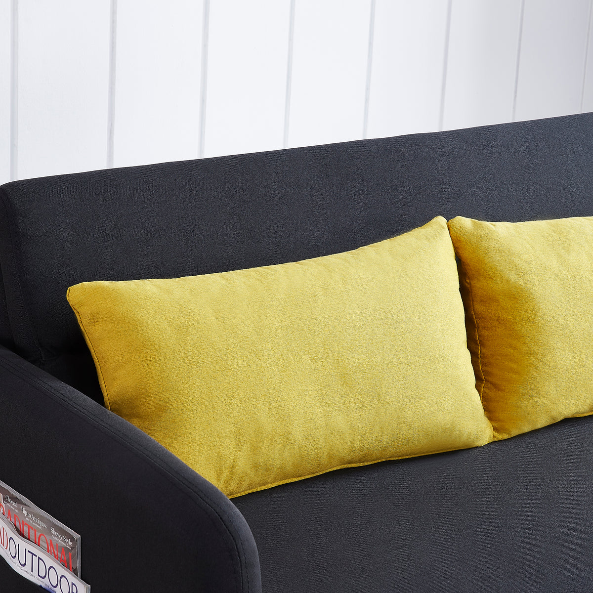 Black Fabric Convertible Sofa Bed – Twin Size Sleeper