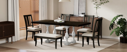 6-Piece Extendable Dining Set Distressed White