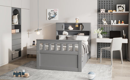 Twin Captain Platform Bed Gray