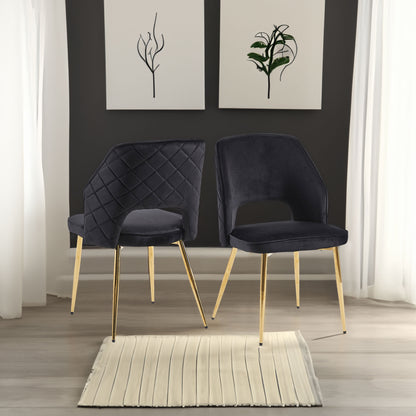 Black Velvet Dining Chairs Set of 4 Modern