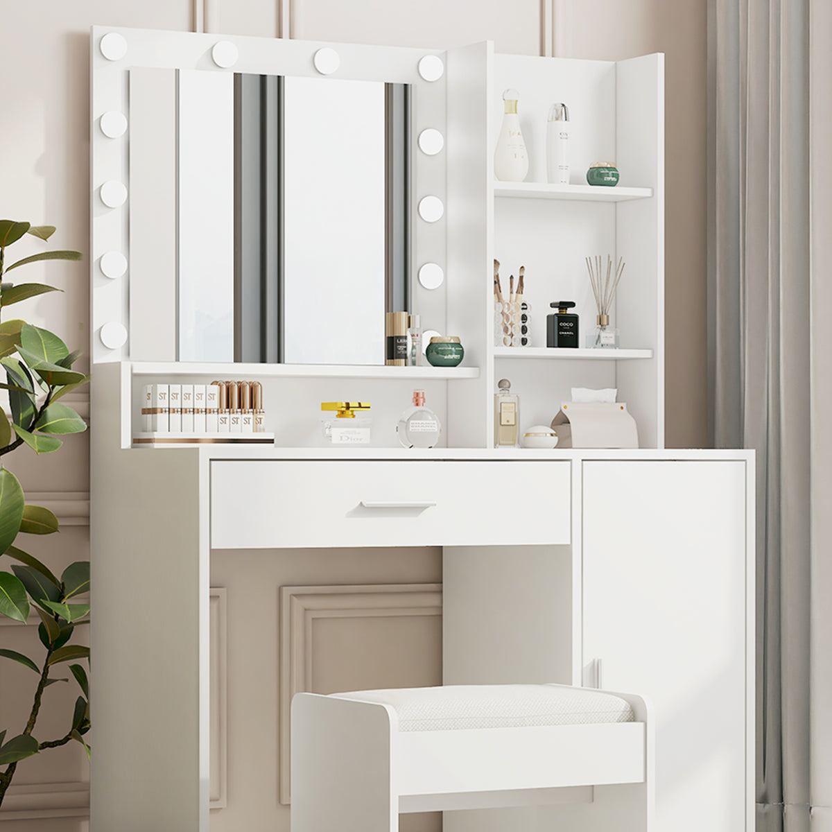 Vanity Storage Console – Tri-Light Mirror Collection