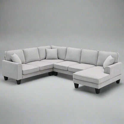 Modern U-Shape Sectional Sofa Light Gray