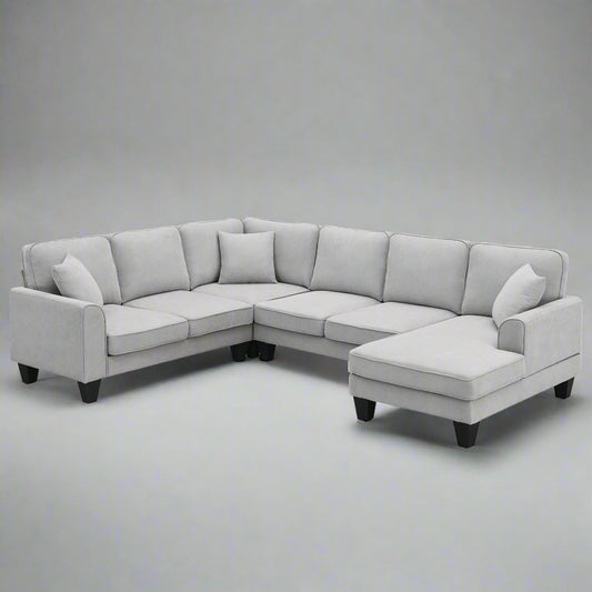 Modern U-Shape Sectional Sofa Light Gray