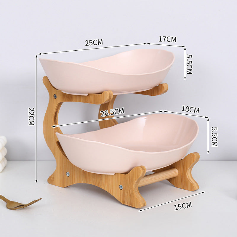Two-Tier Fruit Stand – Wood & Plastic Composite Serving Tray