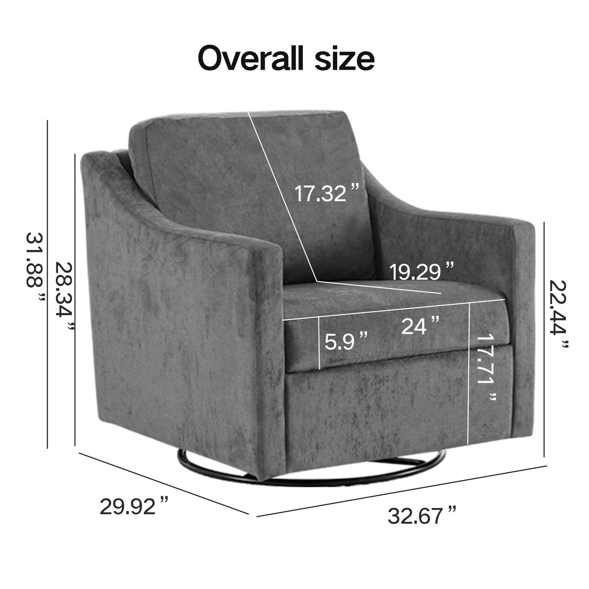 Large Swivel Accent Chair Gray