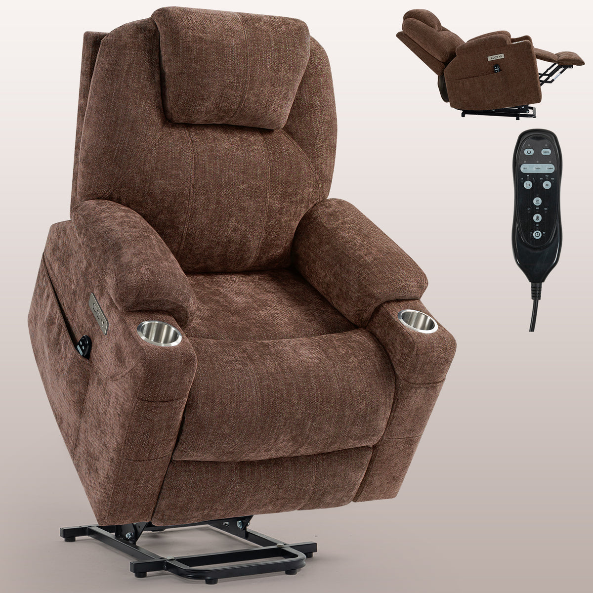 Chenille Power Recliner Chair 350LB Capacity