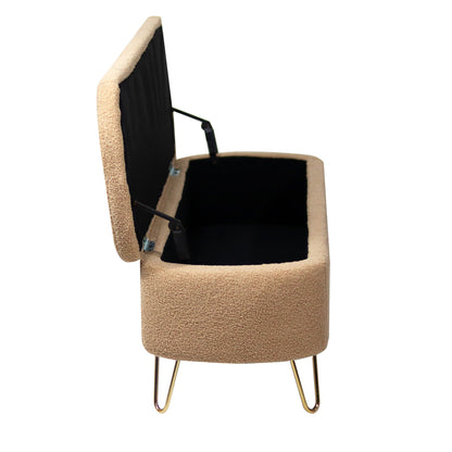 Camel Ottoman Bench with Gold Legs
