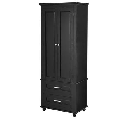 Tall Black Storage Cabinet with Drawers
