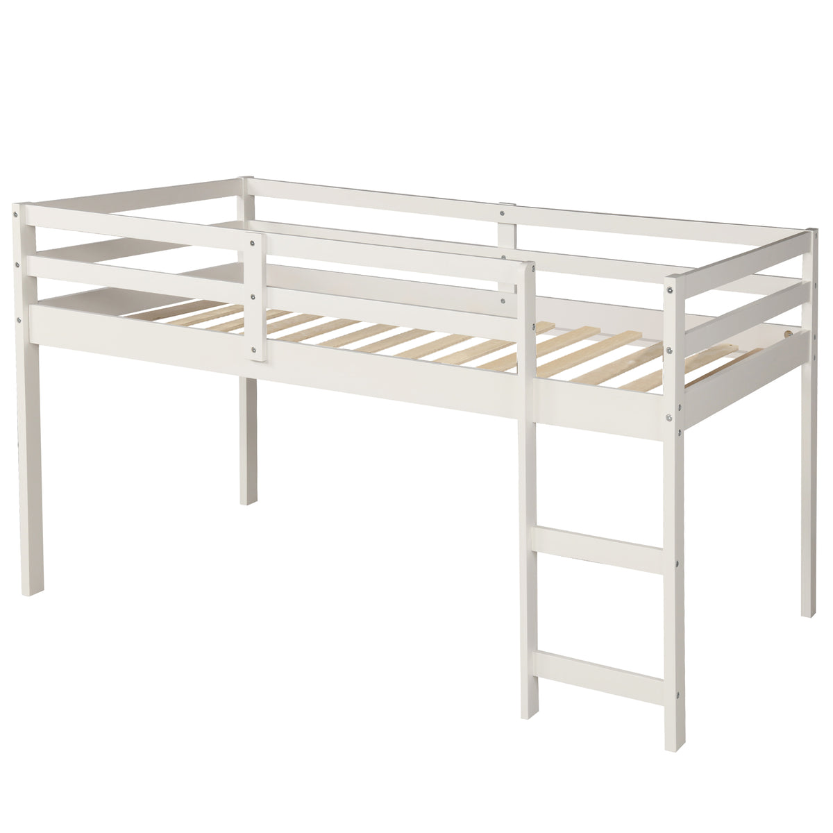 Twin Loft Bed with Desk White