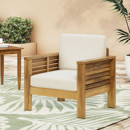 Outdoor Acacia Club Chairs (2 pcs) – Teak Beige
