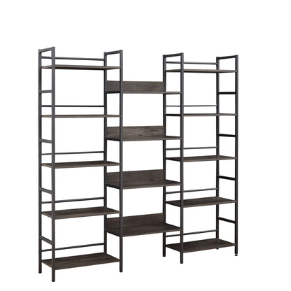 Industrial 5-Shelf Bookshelf Gray
