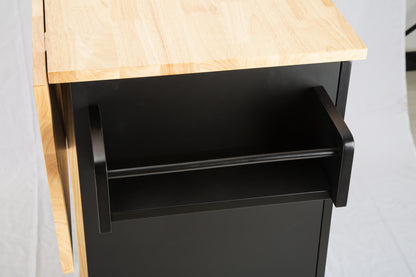 Extendable Kitchen Island with Rubber Wood Top