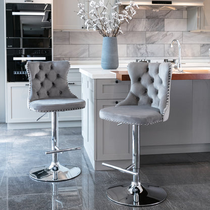 Modern Chrome Bar Stools Set of 2 Gray