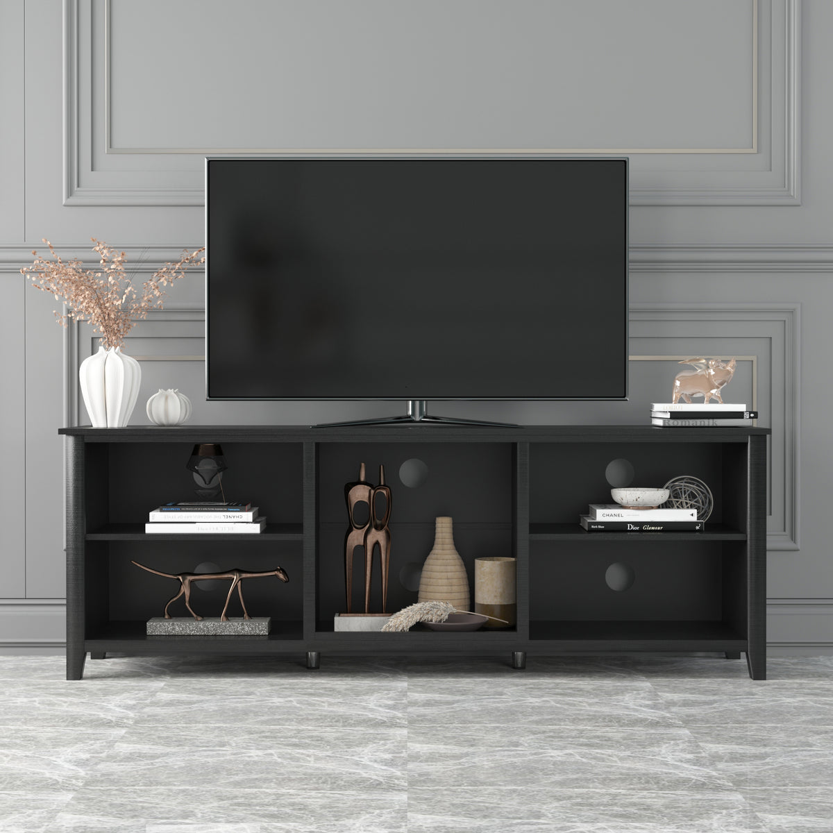 Modern Media Console TV Stand Black