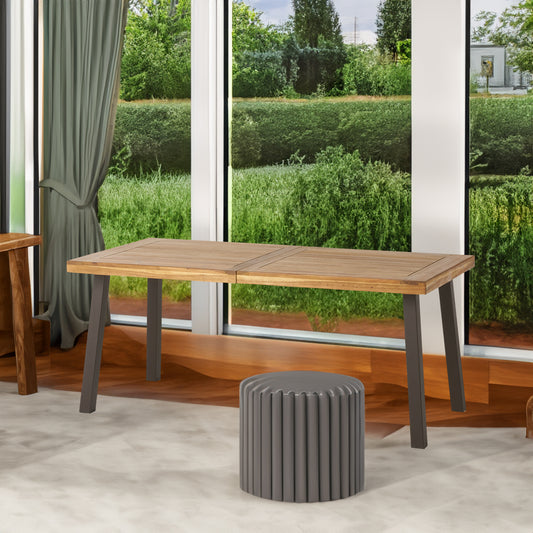 Della Acacia Dining Table – Rustic Brown & Grey