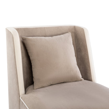 Velvet Wingback Accent Chair – Tan & Cream