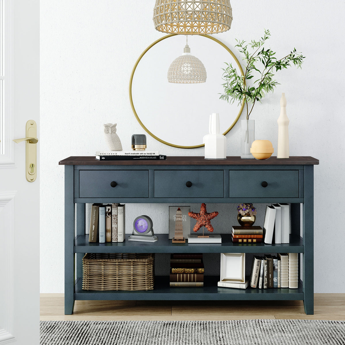 Retro Console Table Navy
