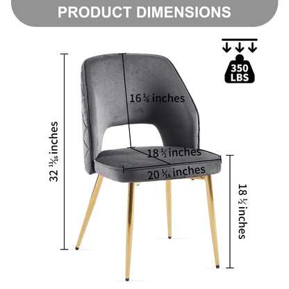 Grey Velvet Dining Chair Set (4 pcs) – Gold Legs