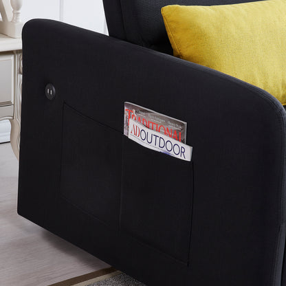 Black Fabric Convertible Sofa Bed – Twin Size Sleeper