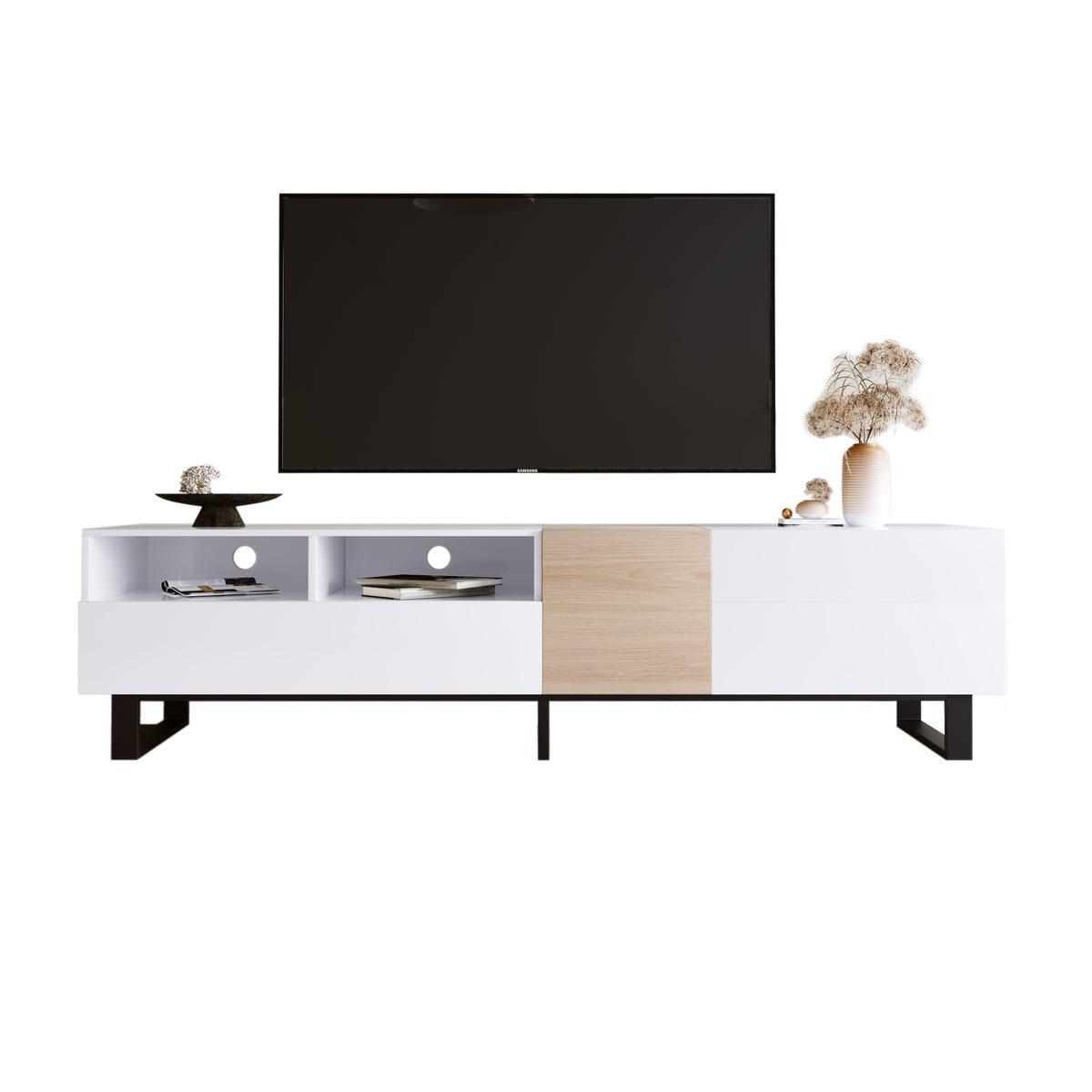 Modern Double Storage TV Stand – 80”