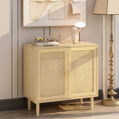 Rattan Storage Cabinet with Doors