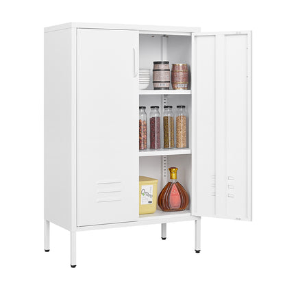 White Steel Storage Cabinet with Double Doors