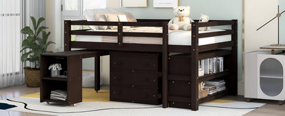 Full Loft Bed with Cabinet Espresso