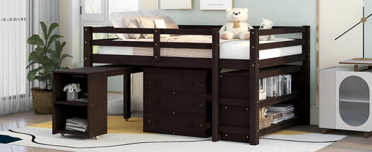 Full Loft Bed with Cabinet Espresso
