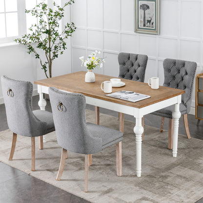 Nikki Tufted Linen Dining Chair Set (2 pcs) – Gray