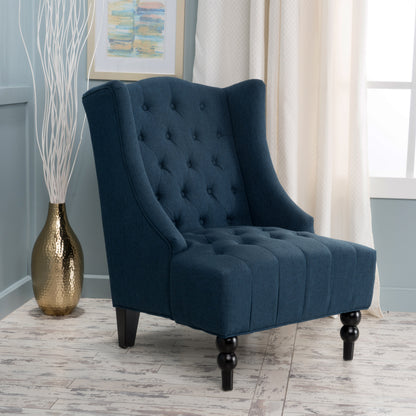 Upholstered Wingback Accent Chair Linen Beige