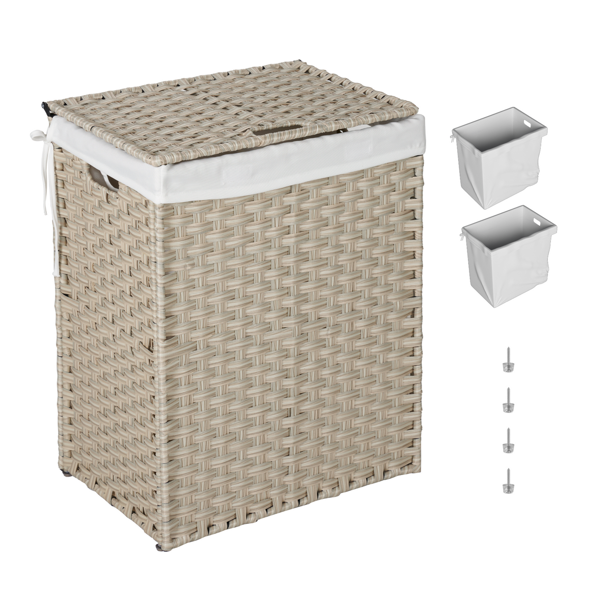 Light Grey Laundry Hamper with Lid and Wheels