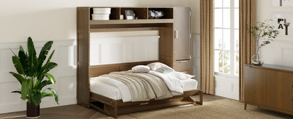 Antique Grey Murphy Bed with Storage Drawers