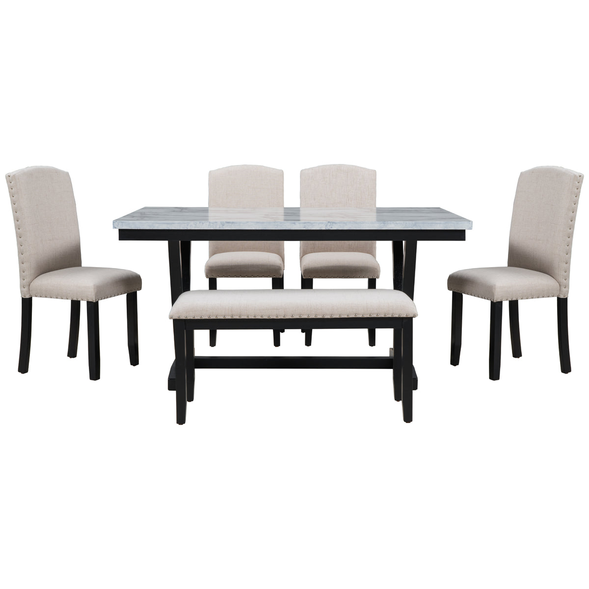 6-Piece Modern Dining Set – White Finish