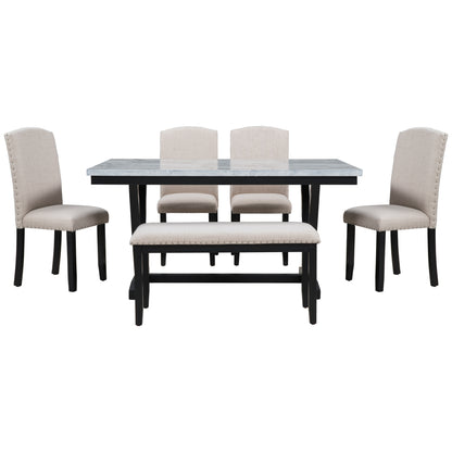 6-Piece Modern Dining Set – White Finish