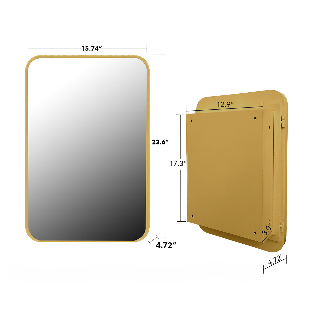 Matte Gold Metal Medicine Cabinet