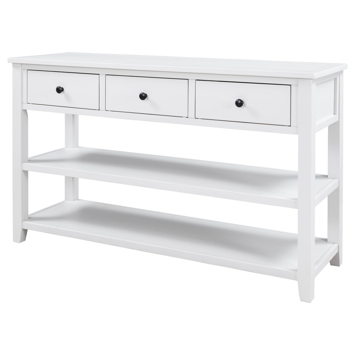 Antique White Console Table – Dual Shelves