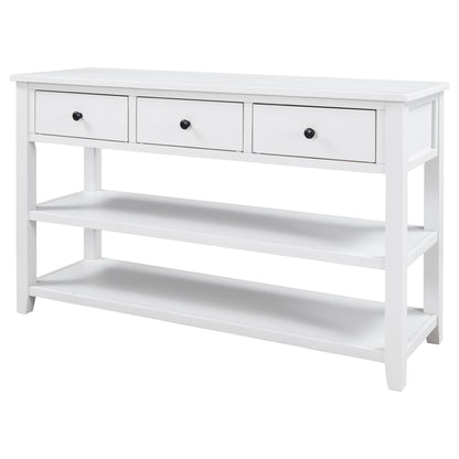 Antique White Console Table – Dual Shelves
