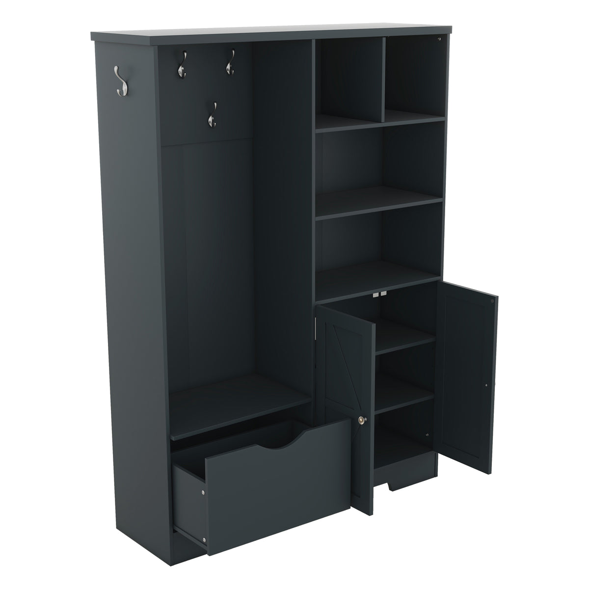 Hallway Storage Bench with Drawers Blue