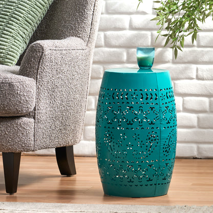 Ruby Accent Side Table – Teak Finish